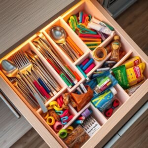 You know those drawers where everything from batteries to random keys mysteriously ends up? Dream cabinetry offers customizable compartments to help you sort your essentials. Pro Tip: Use dividers for items like utensils, office supplies, or even snack packs—because nobody wants granola bars mixed with rubber bands.